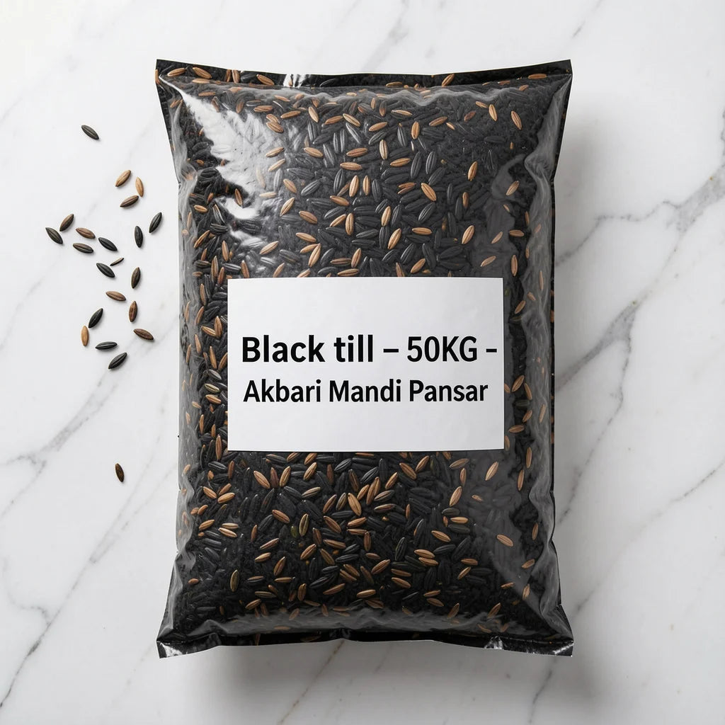 Pure Black Till (Black Sesame Seeds) 50KG Bulk – Akbari Mandi Pansar | Rich Aroma