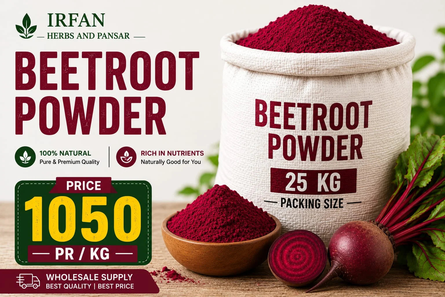 Fine Beetroot Powder 45KG Bulk – Akbari Mandi Pansar | Superfood & Natural Dye